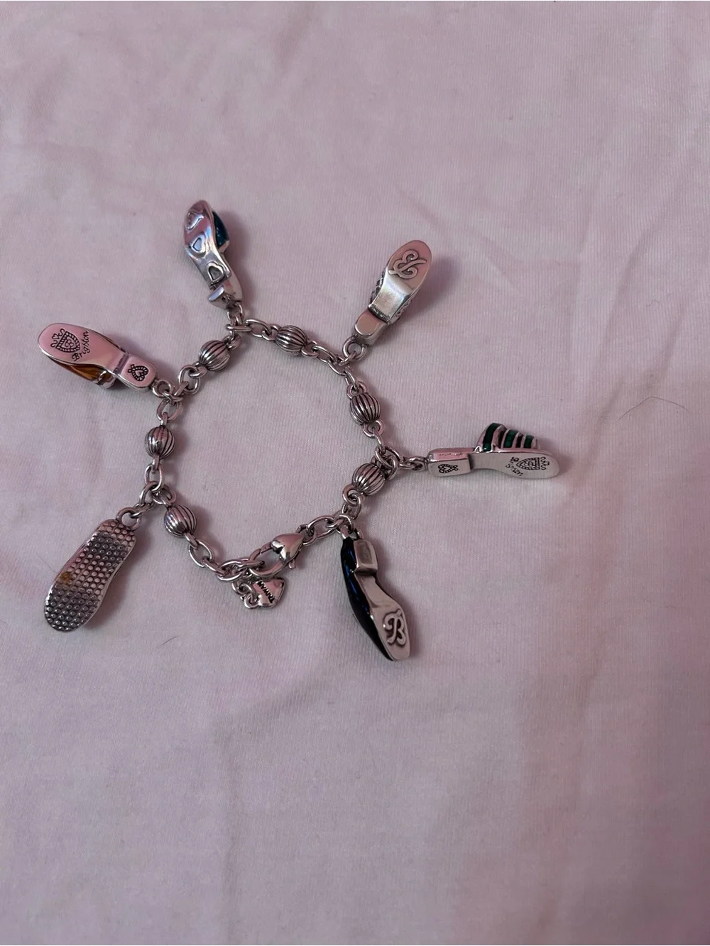 Silver Tone Multicolor Shoe Charm Bracelet - Women Accessories